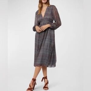 JOIE Alquina Silk Chiffon Midi Dress